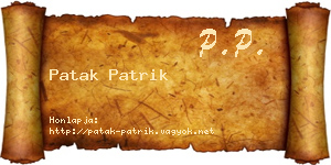 Patak Patrik névjegykártya